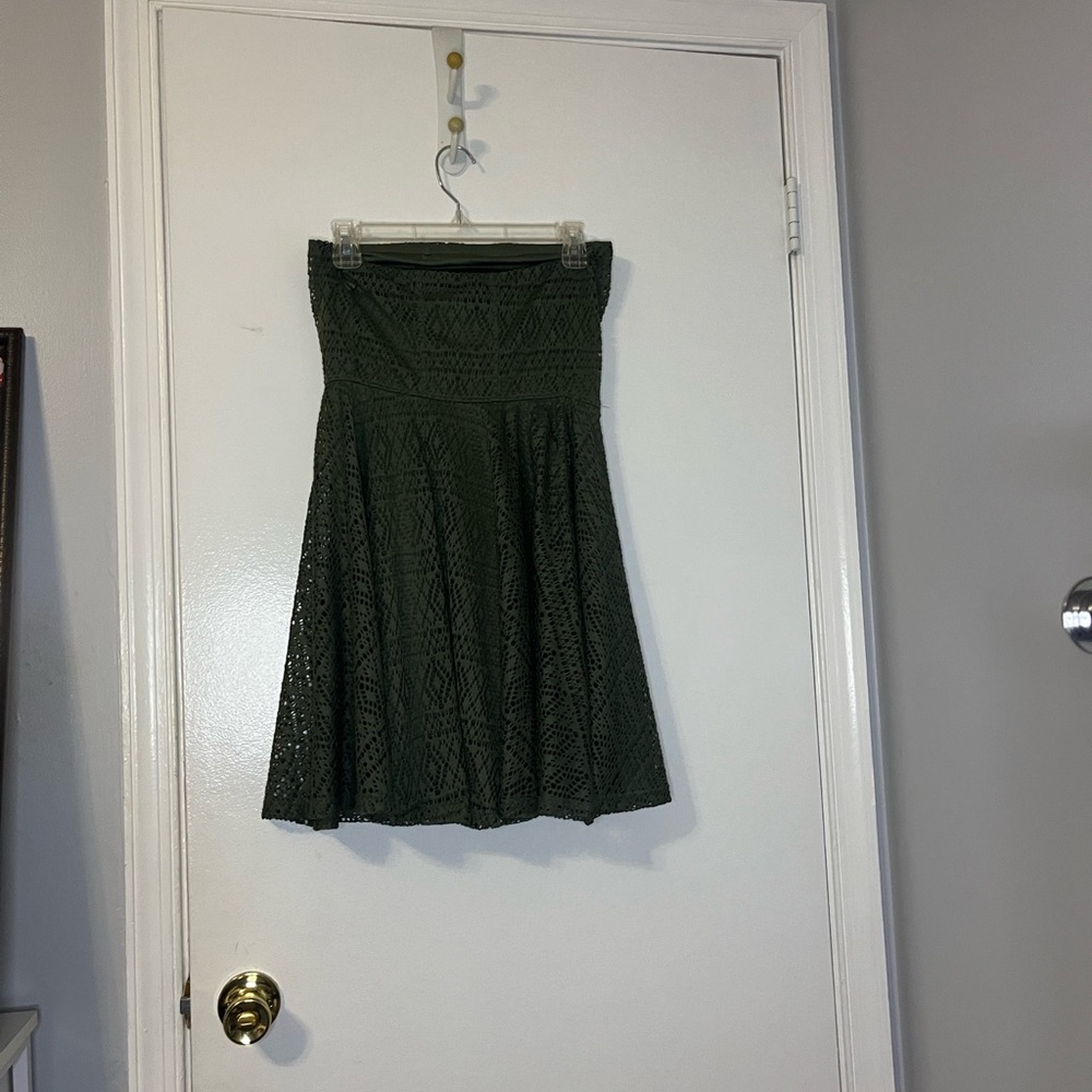 Express Dark Green A-Line Lace Skirt